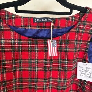 Kiel James Patrick NWT Red and Blue Tartan Dress